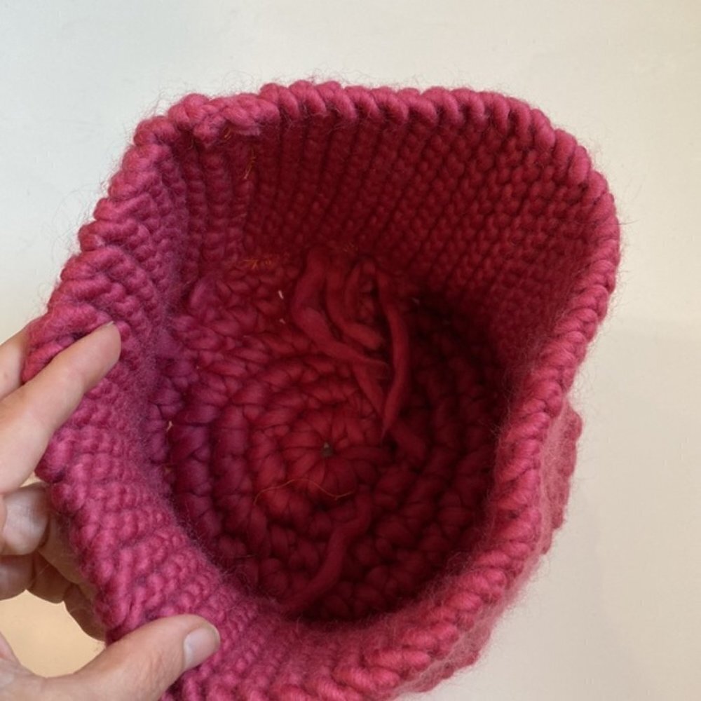 Handmade Pink Thick Knit Hat Beanie - Picture 12 of 14